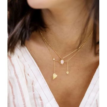Collier acier doré, Turquoise