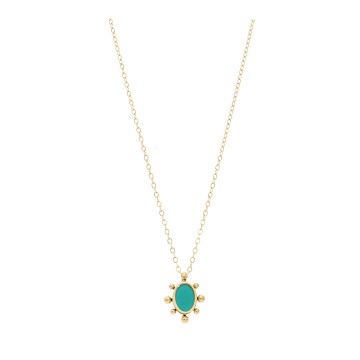 Collier acier doré, Turquoise