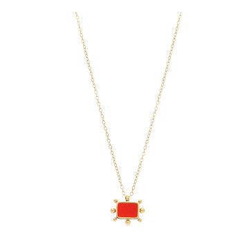 Collier acier doré, Corail