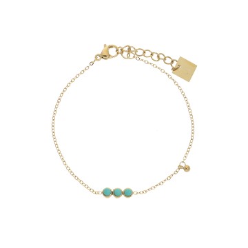 Bracelet acier doré, Turquoise