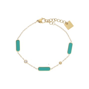 Bracelet acier doré, Turquoise