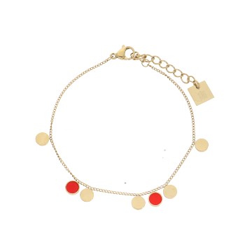 Bracelet acier doré, Corail