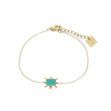 Bracelet acier doré, Turquoise