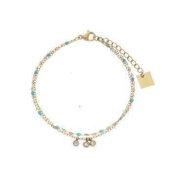 Bracelet acier doré, Turquoise