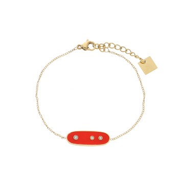 Bracelet acier doré, Corail