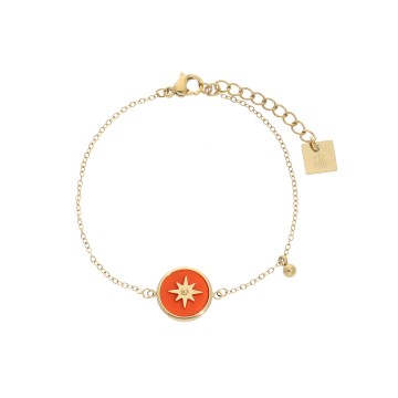 Bracelet acier doré, Corail