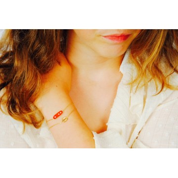 Bracelet acier doré, Corail