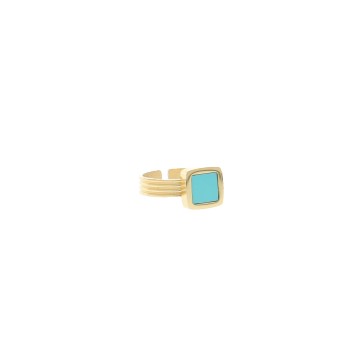 Bague acier doré, Turquoise