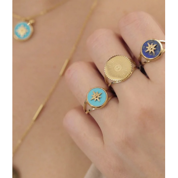Bague acier doré, Corail