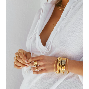 Bague acier doré
