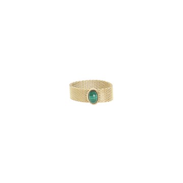 Bague acier doré, Malachite
