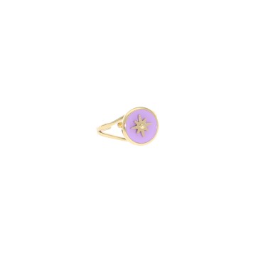 Bague acier doré, Violet