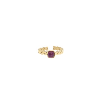 Bague acier doré, Améthyste