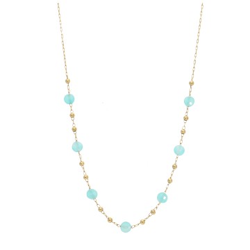 Collier acier doré, Turquoise