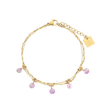 Bracelet acier doré, Améthyste