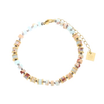 Bracelet acier doré, Amazonite