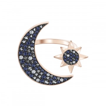 Bague Swarovski Symbolic Moon, multicolore, métal doré rose