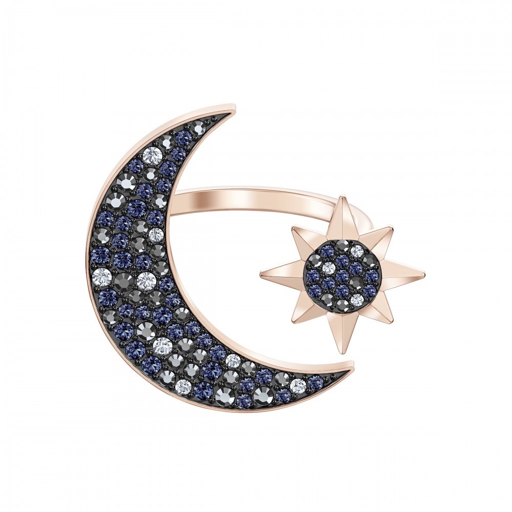 Bague Swarovski Symbolic Moon, multicolore, métal doré rose Bague Swarovski Symbolic Moon, multicolore, métal doré rose