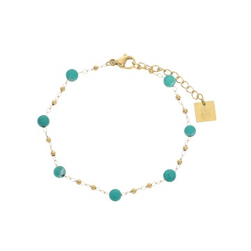 Bracelet acier doré, Turquoise