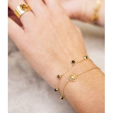 Bracelet acier doré, Cornaline