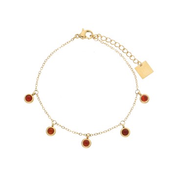 Bracelet acier doré, Cornaline