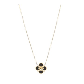 Collier acier doré, Onyx noir