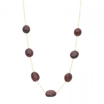 Collier acier doré, Grenat