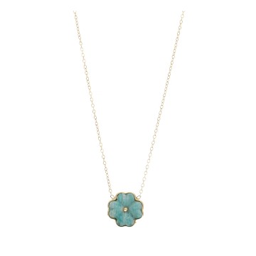 Collier acier doré, Amazonite