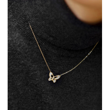 Collier acier doré, Nacre