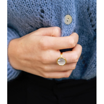 Bague acier doré, Cornaline