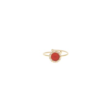 Bague acier doré, Cornaline