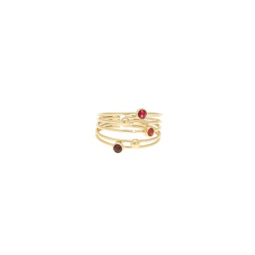 Bague acier doré, Cornaline