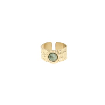 Bague acier doré, Turquoise...