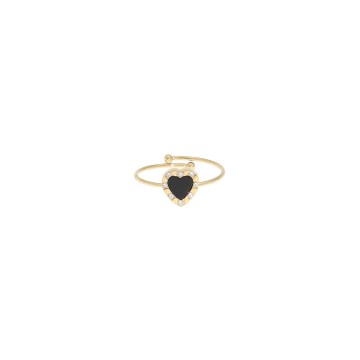 Bague acier doré, Onyx noir