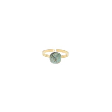 Bague acier doré, Turquoise...