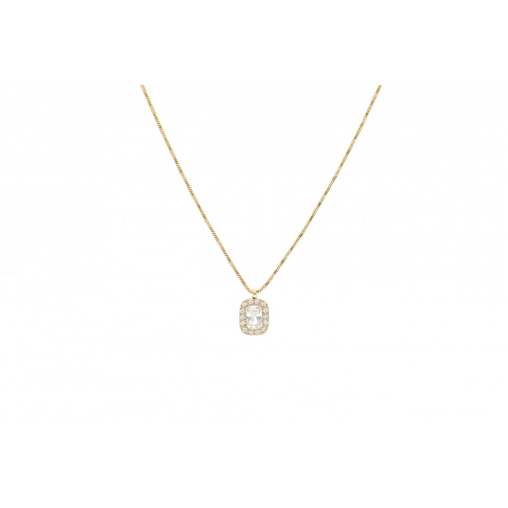 Collier acier doré, Zirconium Collier acier doré, Zirconium
