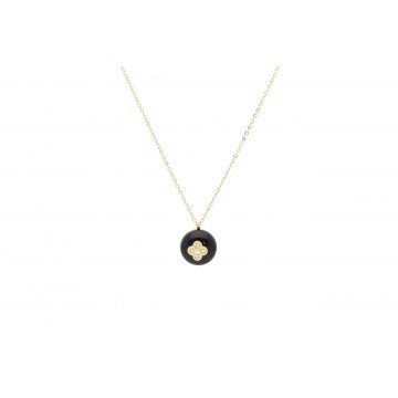 Collier acier doré, Onyx