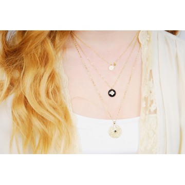 Collier acier doré, Onyx