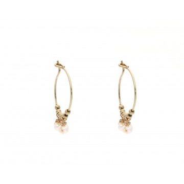 Boucles d’oreilles acier doré, Nacre