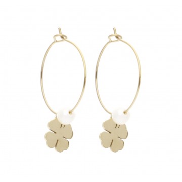 Boucles d’oreilles acier doré, Nacre