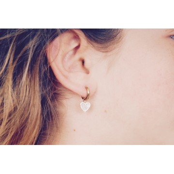 Boucles d'oreilles acier doré, Nacre et Zirconium