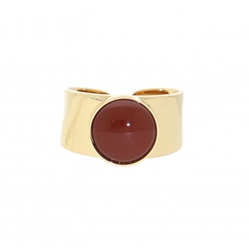 Bague acier doré, Cornaline
