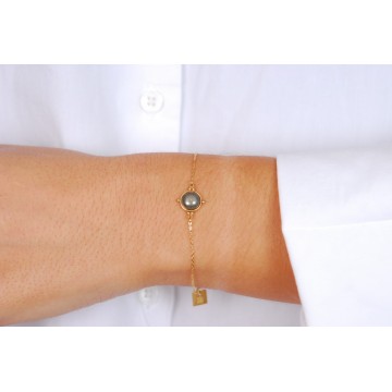 Bracelet acier doré, Pierre de soleil