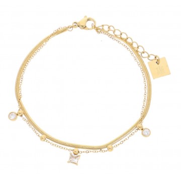 Bracelet acier doré, Zirconium