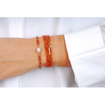 Bracelet acier doré, Cornaline