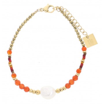 Bracelet acier doré, Cornaline