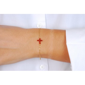 Bracelet acier doré, Corail