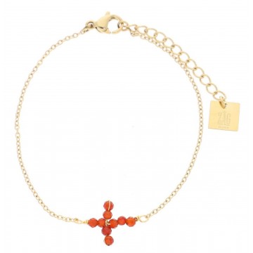 Bracelet acier doré, Corail