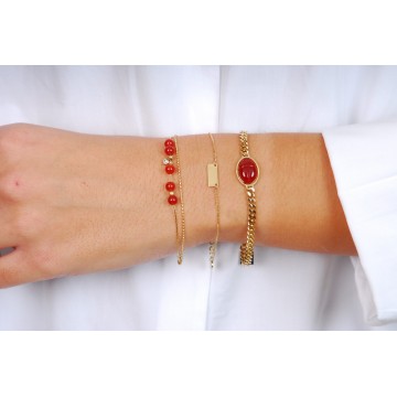 Bracelet acier doré, Pierres