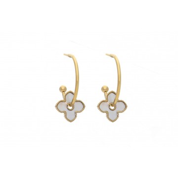 Boucles d'oreilles acier doré, Nacre